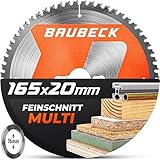 BAUBECK Sägeblatt 165x20 +16mm Adapter,...